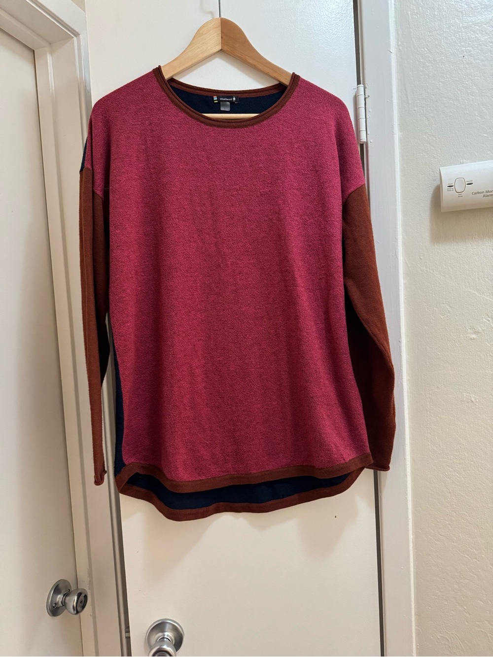Smartwool Pink and Brown Colorblock Crewneck Sweater